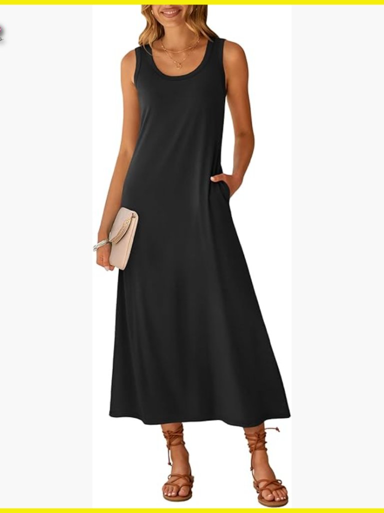 Sleeveless Maxi Dress Scoop Neck Casual Summer Boho Beach Travel Vacation